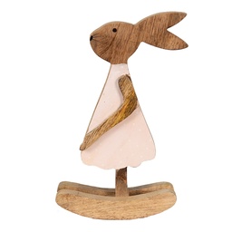 [6H2151L] Statua Decorativa Coniglio Marrone, Rosa 17x7x30 cm