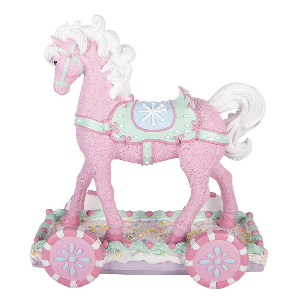 Decorativa Cavallo Rosa Bianco 35x16x38 cm