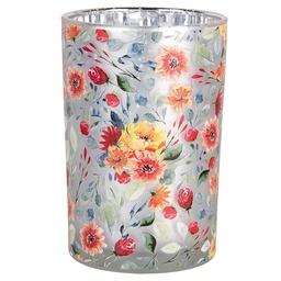 [6GL4969] Teelichthalter Grau Orange Ø 12x18 cm