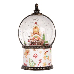 [6PR6173] Schneekugel mit LED Weiß Braun Ø 12x21 cm / 3xAA