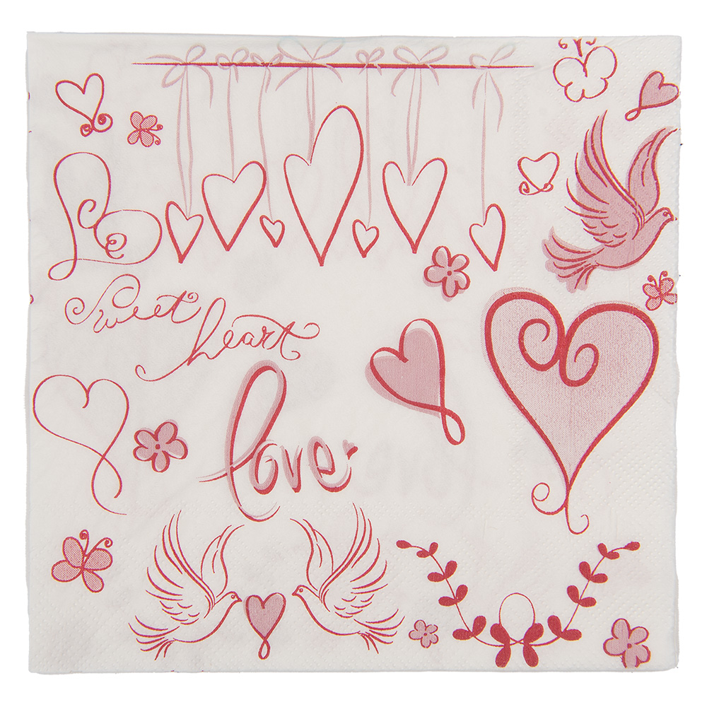 Paper napkins White Pink 33x33 cm (20)