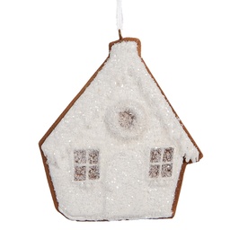 [6PR5330] Ciondolo di decorazione di una casetta Bianco Marrone 9x1x10 cm