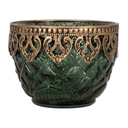 [6GL5223] Glass Tea Light Houder Green Ø 10x8 cm