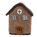 Felt House Brown White 12x7x14 cm