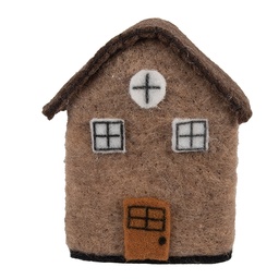 [66296] Maison en Feutre Marron Blanc 12x7x14 cm