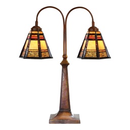 [5LL-6366] Lampe de table Tiffany Marron 48x19x64 cm E27/max 2x60W