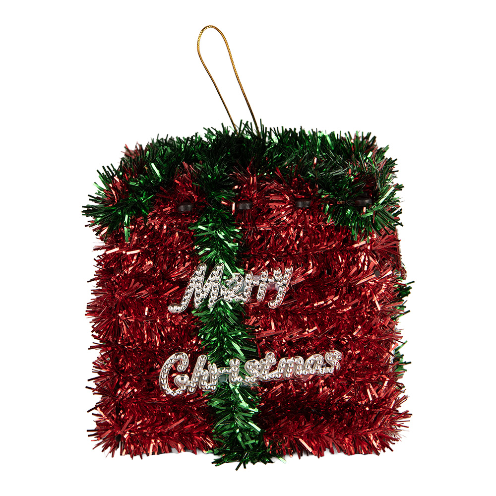 Decoratie hanger cadeautje 9x9x10 cm