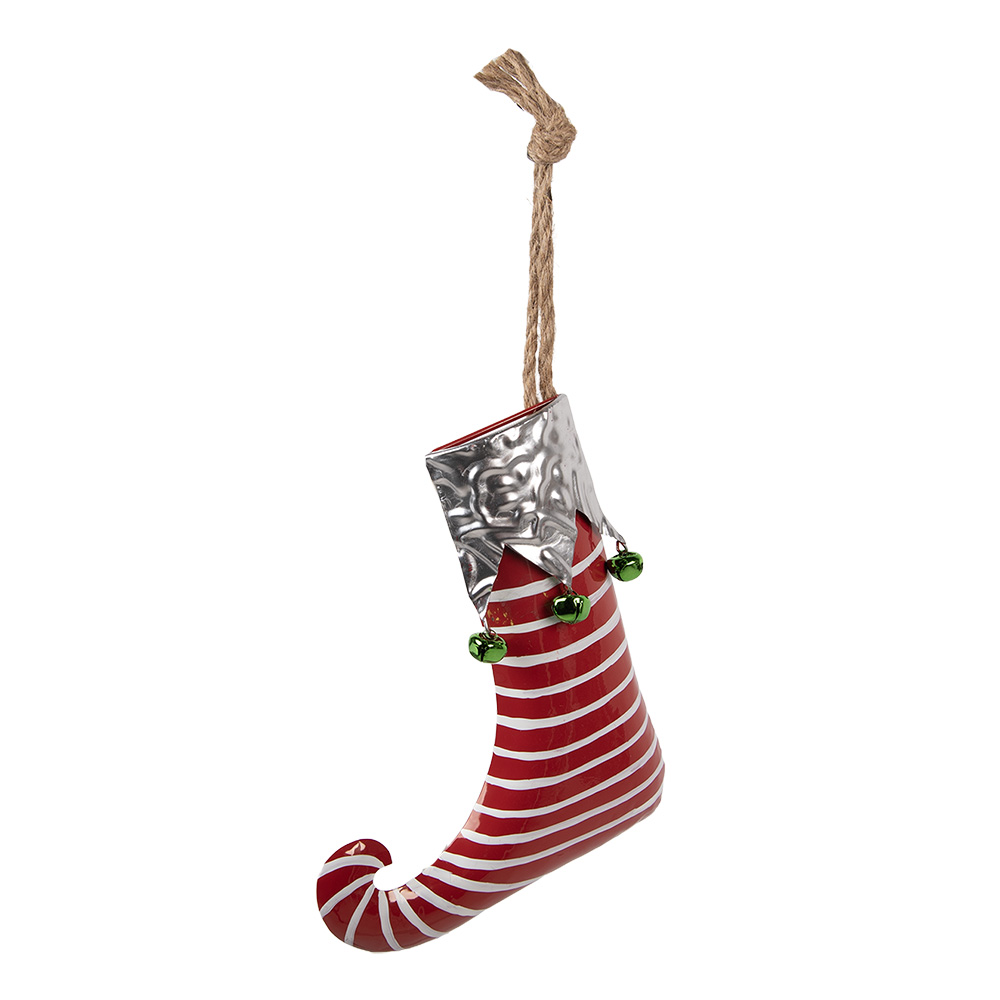 Décoration Chaussette de Noël Rouge Blanc 21x4x26 cm
