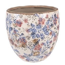[6CE1031S] Vaso Porta Pianta Blu, Beige Ø 13x11 cm