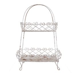 [5Y1238] Alzatina 2 Livelli Bianco Marrone 47x24x66 cm