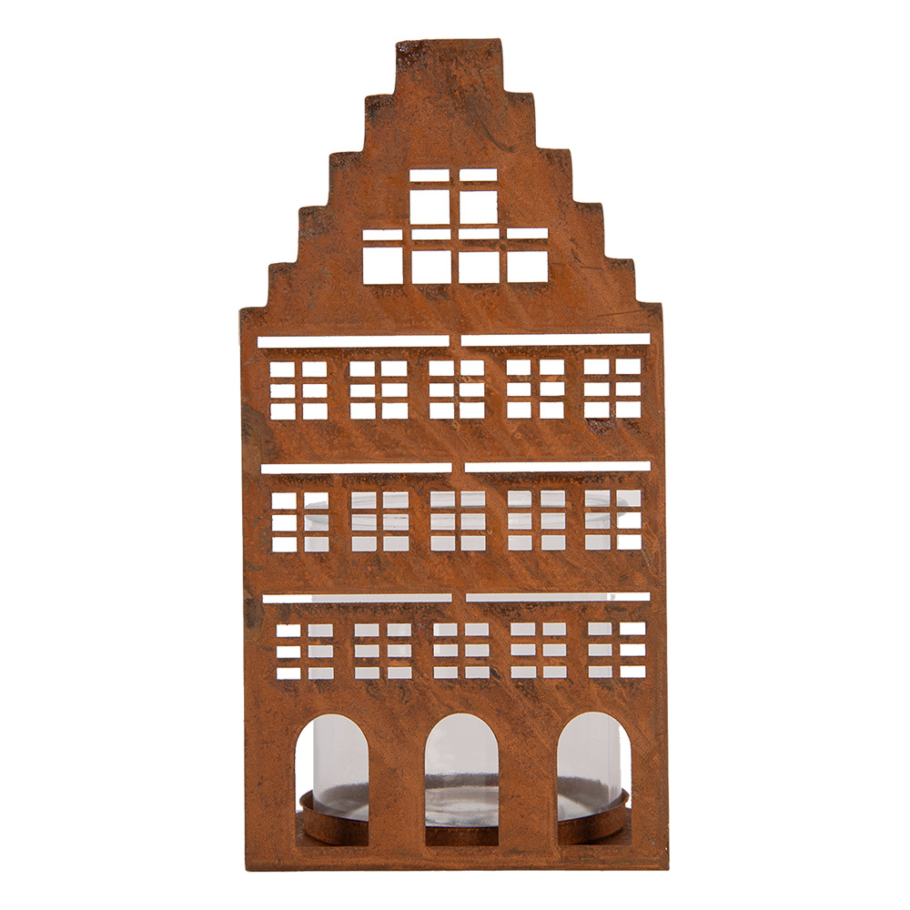 Waxinelichthouder huis 12x12x24 cm