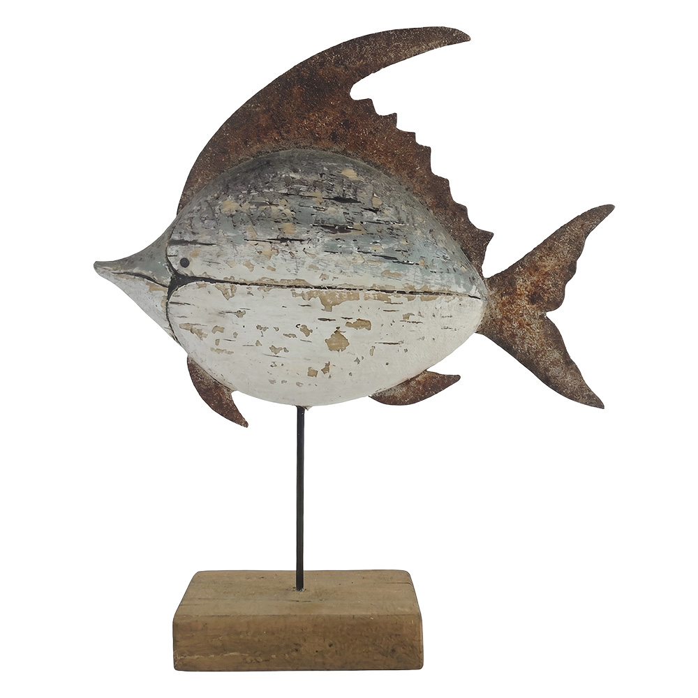 Décoration Poisson Blanc Marron 25x7x29 cm