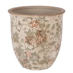 [6CE2415L] Vaso Porta Pianta Beige Verde Ø 17x17 cm