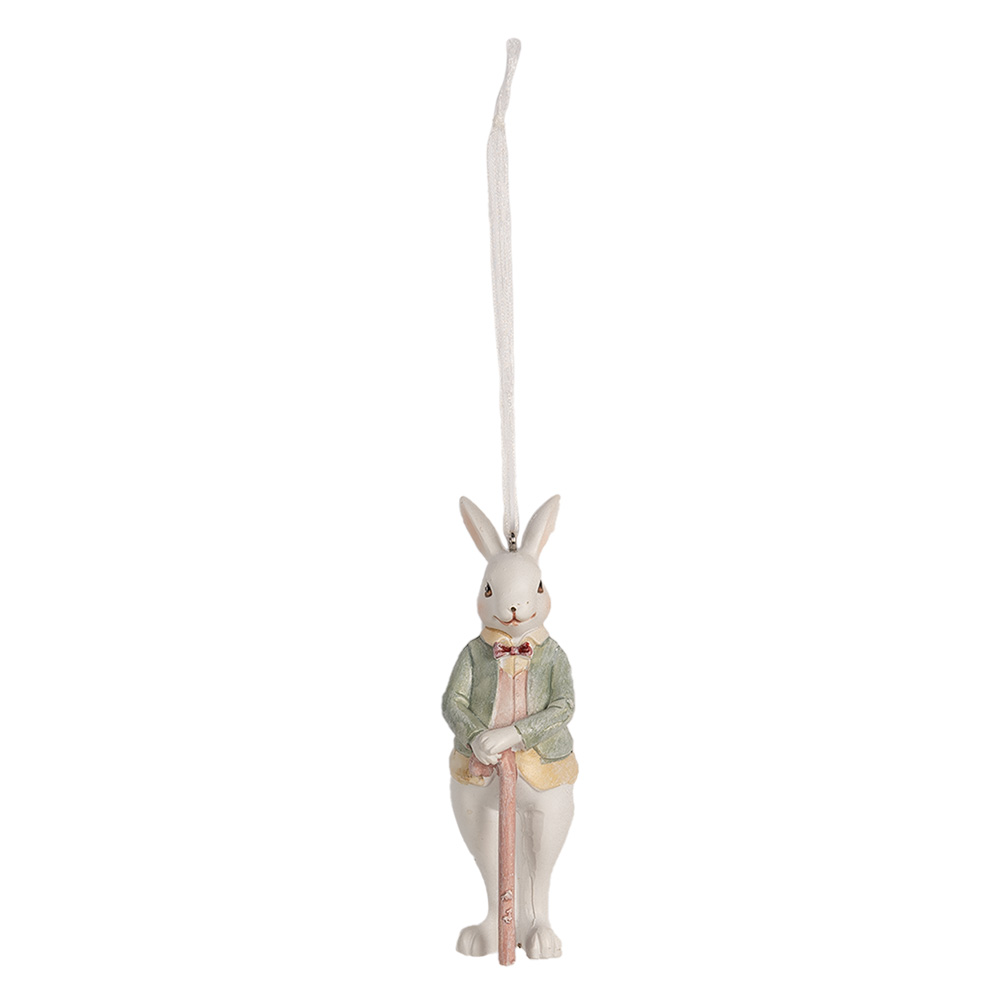 Pendentif décoratif Lapin Blanc Vert 4x4x10 cm