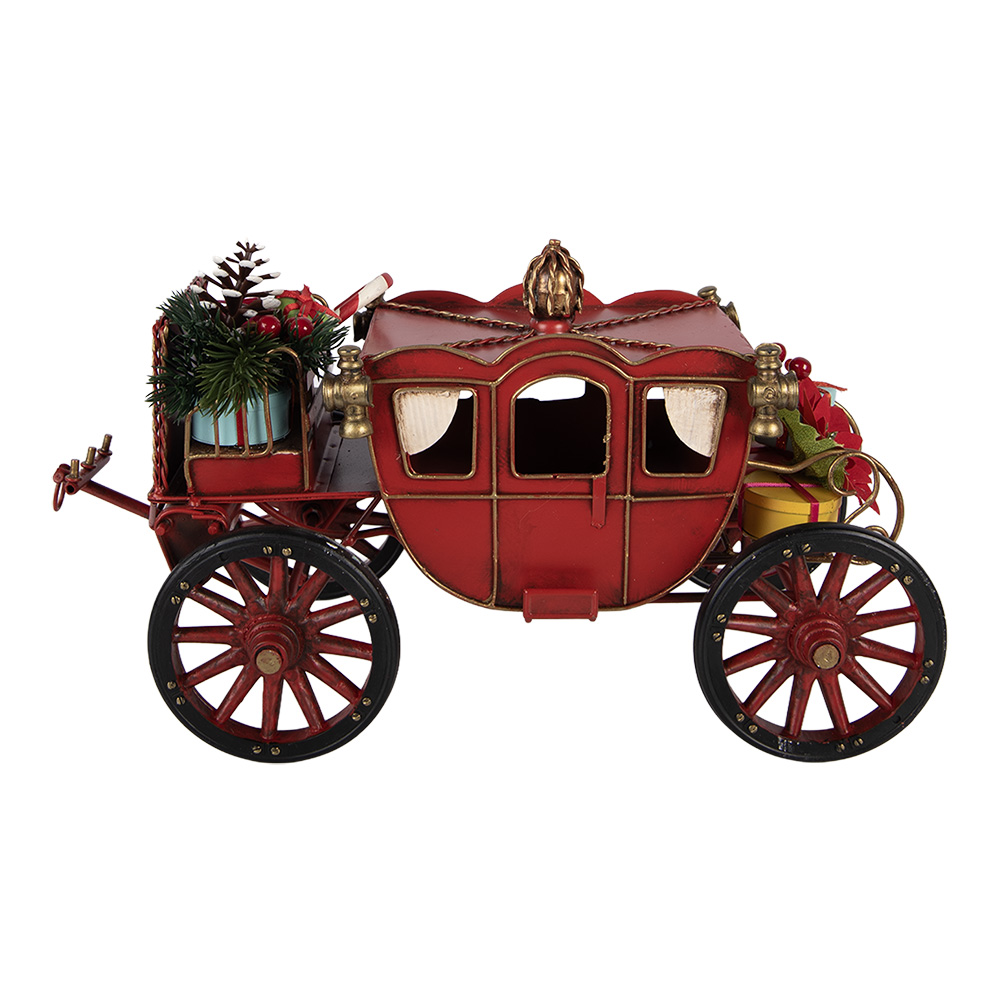 Decoratie koets met kerstdecoratie 32x17x17 cm