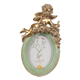 [2F1145] Cornice Foto Verde Color oro 10x3x16 cm / 6x9 cm