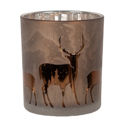 [6GL4660] Tealight holder Brown Ø 7x8 cm