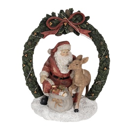 [6PR4959] Christmas Decoration Statue Santa Claus Red, Green 19x12x23 cm