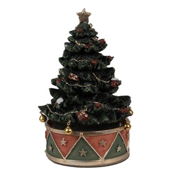 [6PR5100] Boîte à musique Sapin de Noël Vert Rouge Ø 12x18 cm