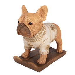 [6MG0167] Deko Hund Braun Weiß 39x20x35 cm