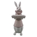 Statua Decorativa Coniglio Bianco, Rosa 15x13x37 cm