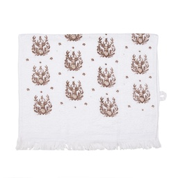 [CTGTW] Asciugamano Ospite Bianco Marrone 40x66 cm