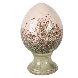 [6CE2397M] Décoration uf sur pied Beige Vert Ø 12x19 cm