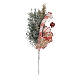 [65865] Branche de Décoration de Noël Vert Rouge 10x8x30 cm