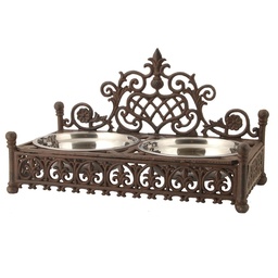 [40322] Food Bowl for Dog and Kat Brown 46x25x27 cm / 2x800 ml