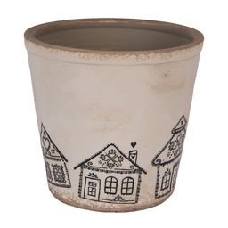 [6CE2123XL] Flower Pot Inside Beige Black Ø 21x20 cm