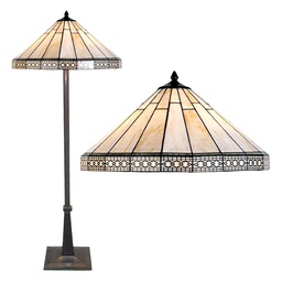 [5LL-5564] Floor Lamp Tiffany Beige Ø 50x164 cm E27/max 2x60W