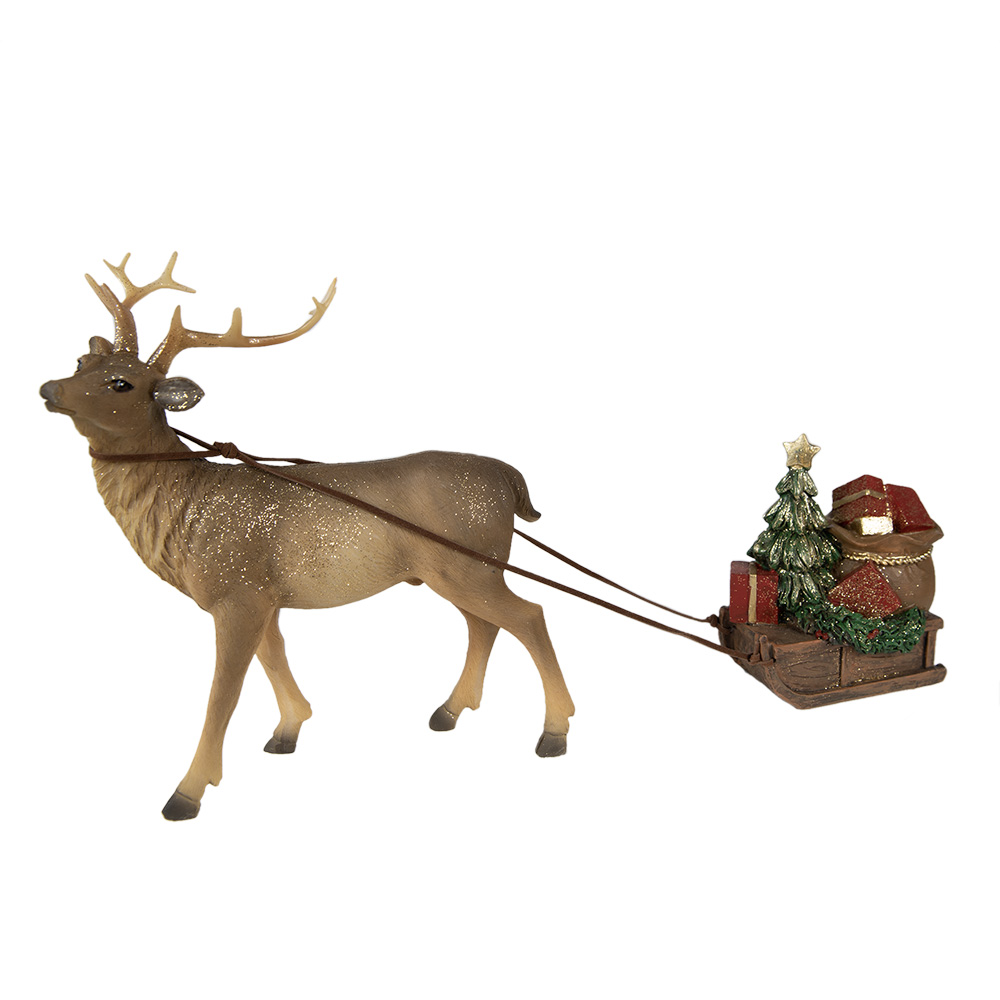 Decoratie rendier met slee 30x9x20 cm