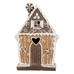 [6PR5822] Decorazione Casa con LED Marrone Bianco 14x9x21 cm