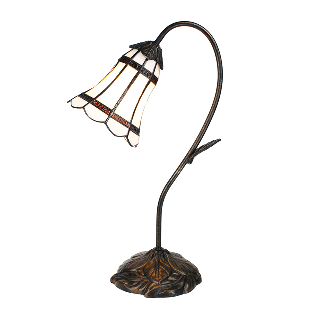 Lampe de table Tiffany Blanc Marron 30x17x48 cm E14/max 1x25W