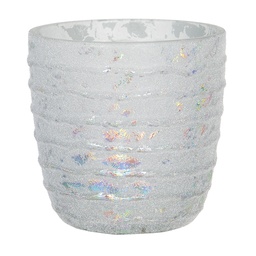 [6GL2953] Portacandele in Vetro Bianco Ø 10x10 cm