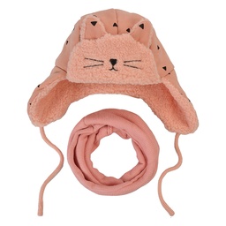 [MLLLSH0001P] Ensemble châle d'hiver et chapeau d'hiver pour enfants Rose