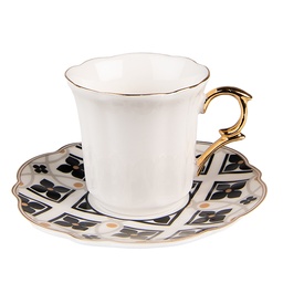 [6CEKS0006] Tasse et soucoupe Blanc 8x6x6 / Ø 12x1 cm / 95 ml