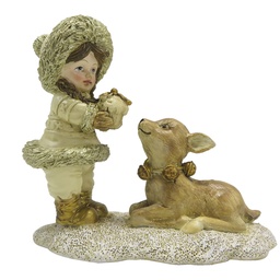 [6PR4821] Statua Decorativa Bambino Oro 12x6x12 cm