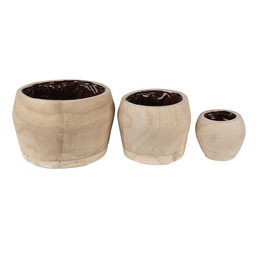 [6H2136] Bloempot (3) Ø 24x15 / Ø 18x13 / Ø 12x10 cm