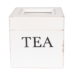 [6H2397] Boîte à thé Blanc Noir 12x12x12 cm