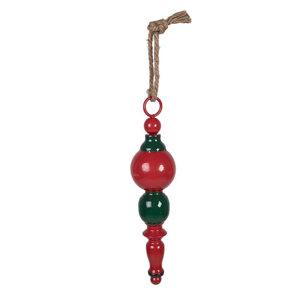 Ciondolo decorazione Natale Rosso Verde Ø 8x33 cm