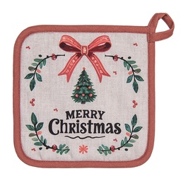 [TCH45] Topflappen Beige Grün Rot 20x20 cm