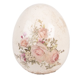 [6CE2207M] Decorativa Uovo Beige Rosa Ø 10x12 cm