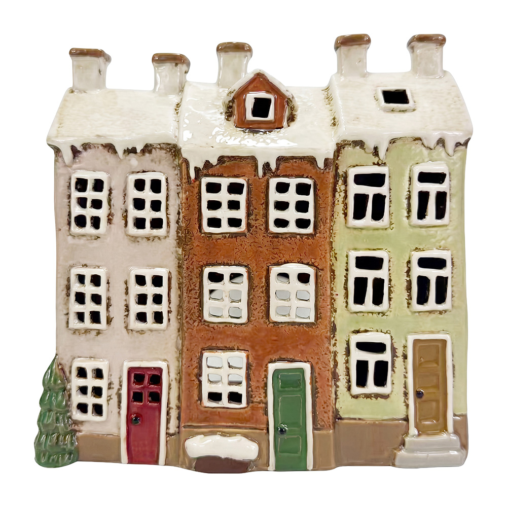 Waxinelichthouder huisjes 19x8x18 cm