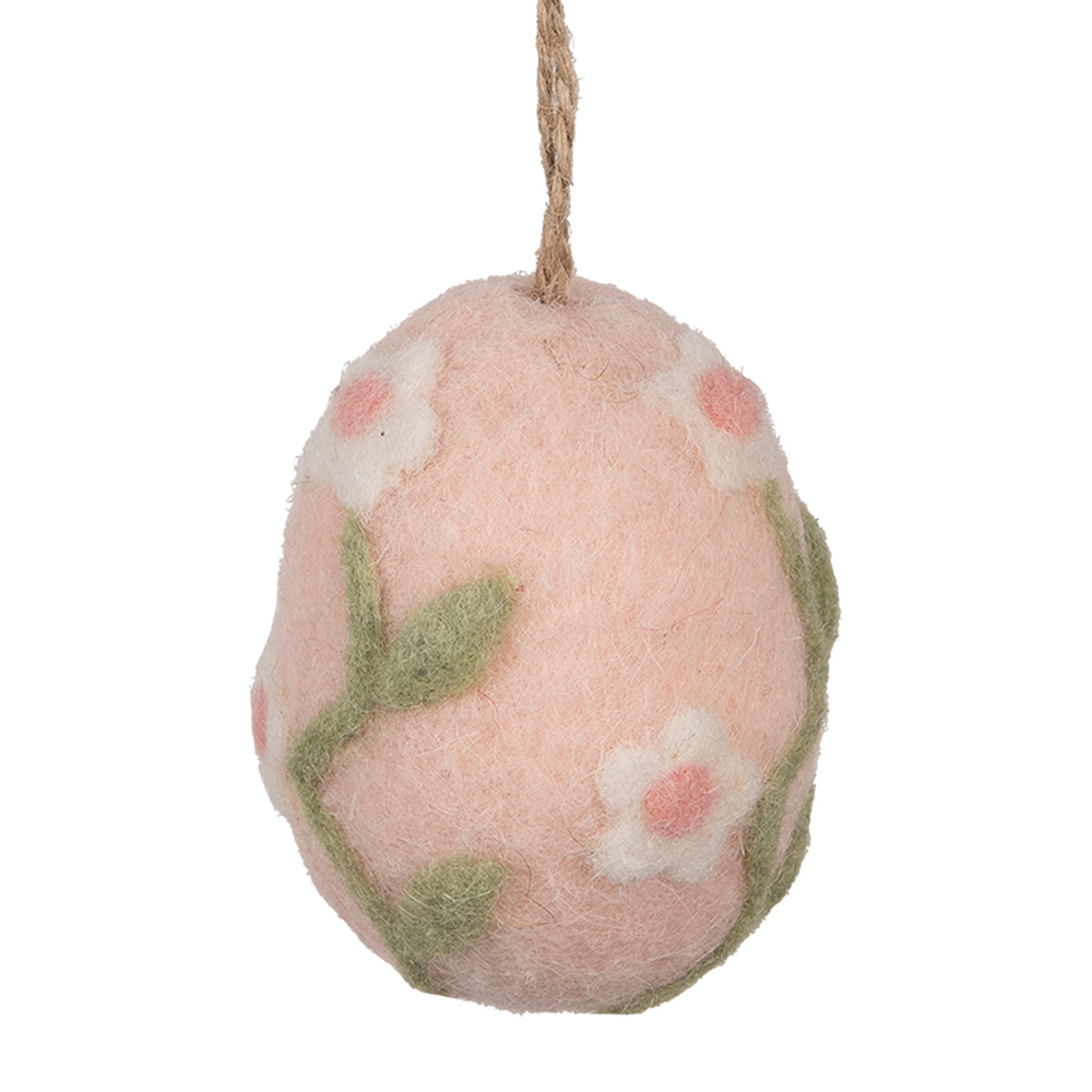 Decorative Hanger Egg Pink Green Ø 6x8 cm