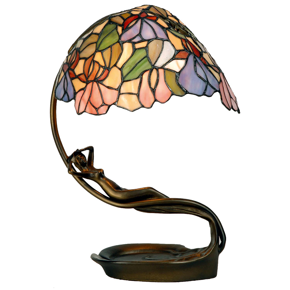 Tiffany Tischlampe Flieder, Rosa 28x20x40 cm E14/max 1x40W