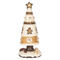 [6MG0145] Weihnachtsdeko Weihnachtsbaum Braun Weiß Ø 24x51 cm