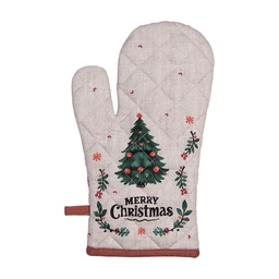 [TCH44] Ofenhandschuhe Beige Grün Rot 18x30 cm