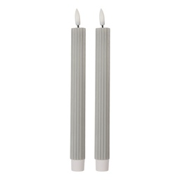 [6CA0002G] Candela con LED set 2 Grigio Ø 2x25 cm / 2xAAA