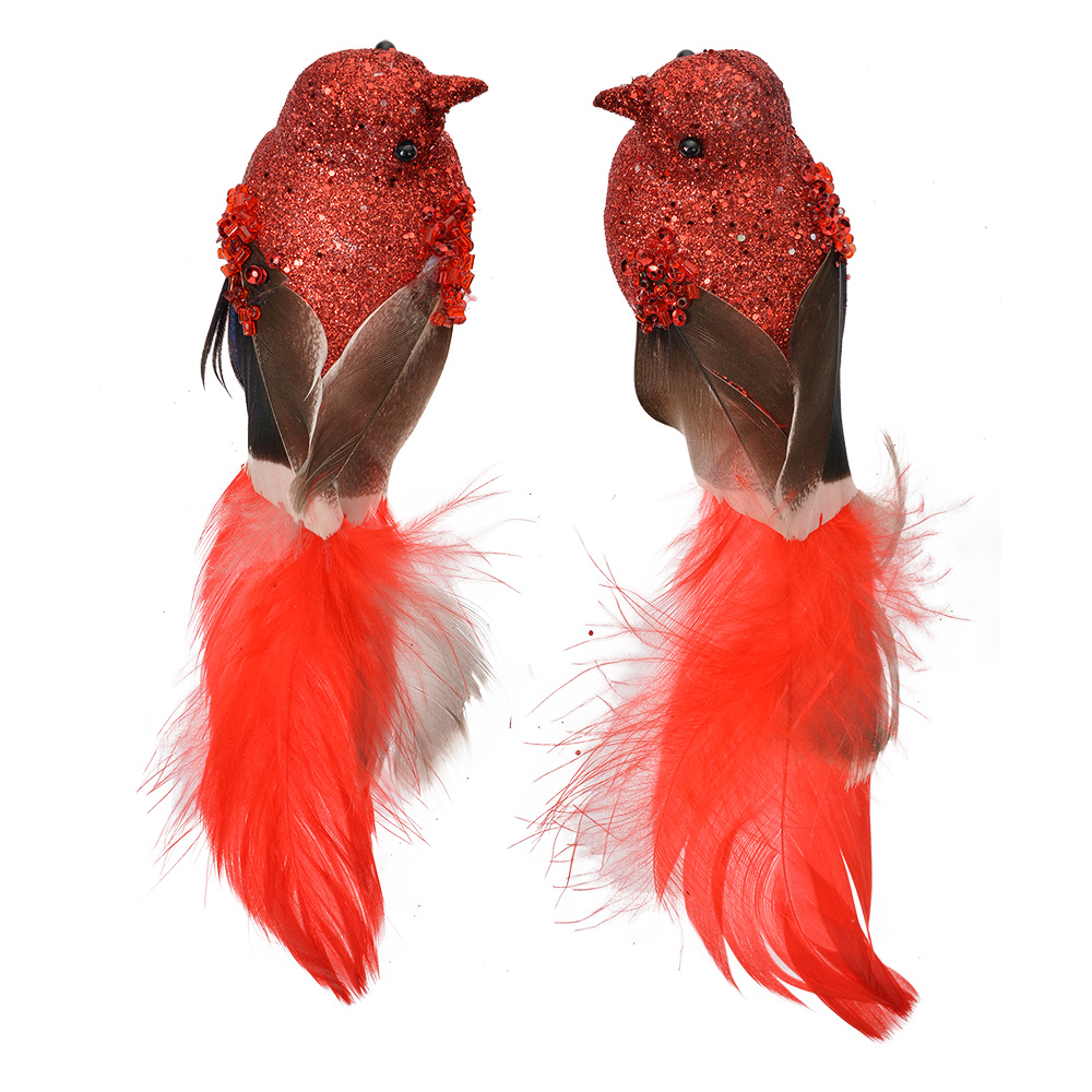 Decoratie vogel (set van 2) 16x5x5 cm